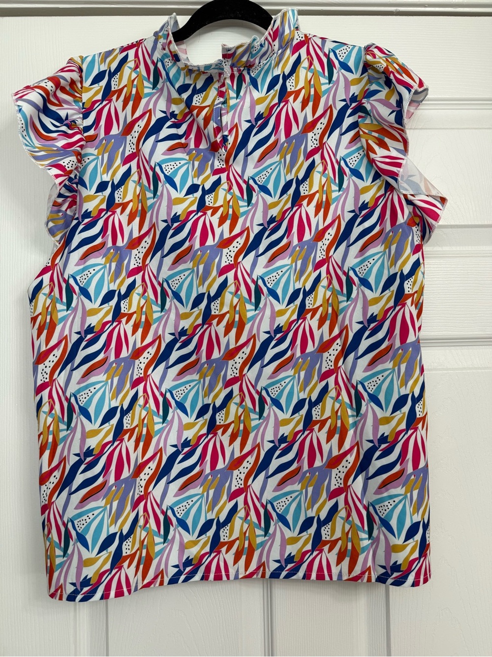 Colorful Ruffle Sleeve Blouse - Picture 2 of 3